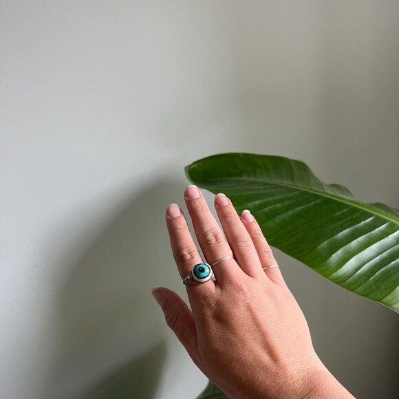 Jewelry - LAST CHANCE Eyeball Painted Marble Thin Metal Wire Ring